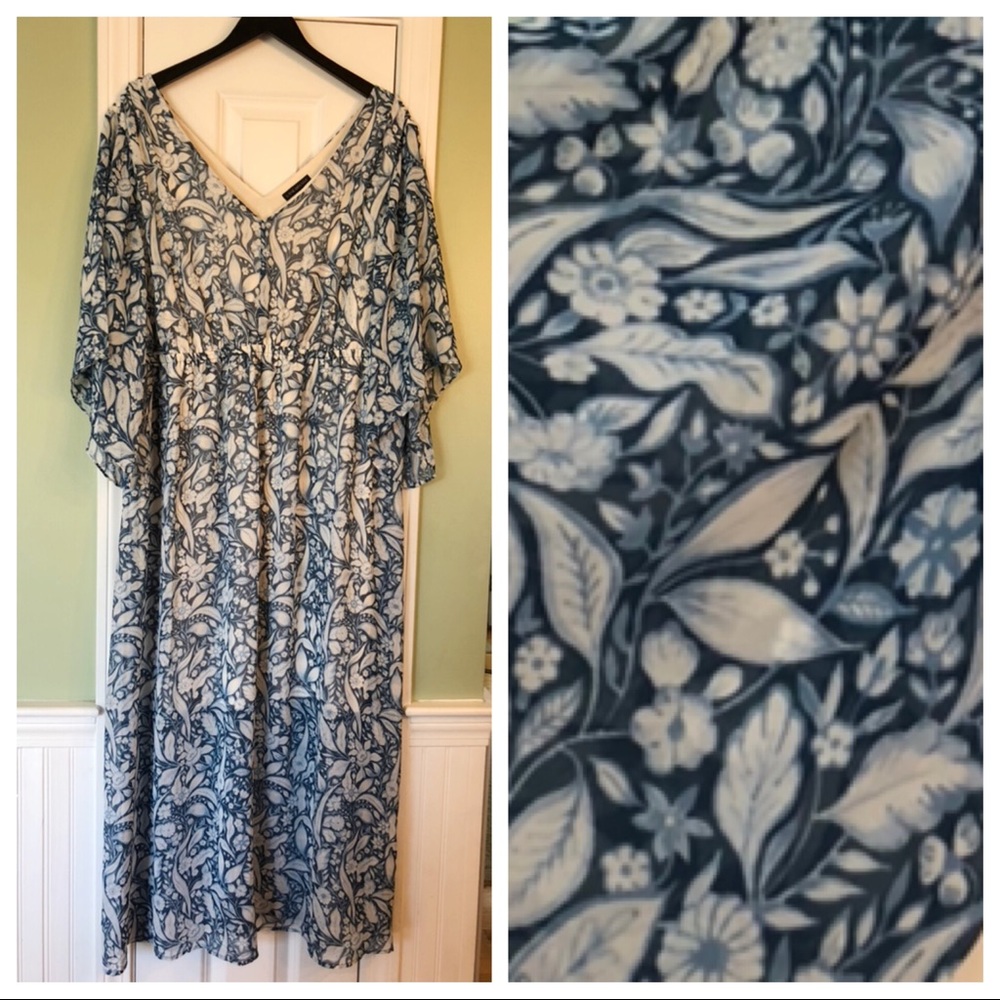 Lane Bryant Blue and White Floral Maxi Dress